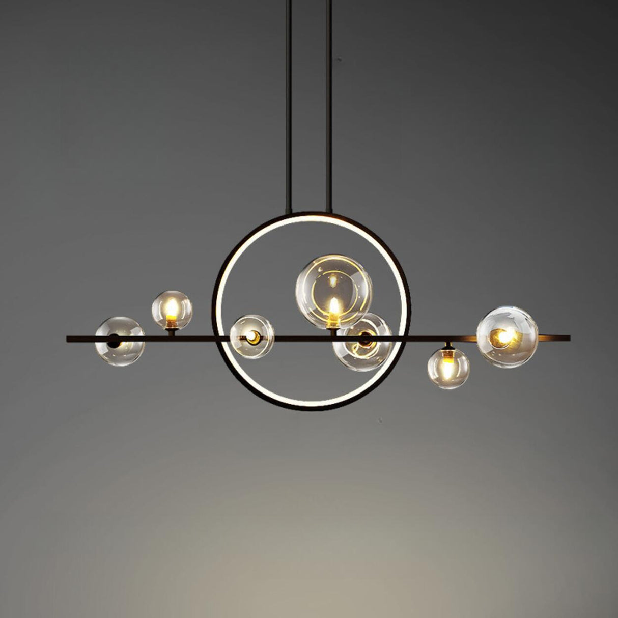 Orbital Glass Globe Kitchen Island Pendant Light Image - 8