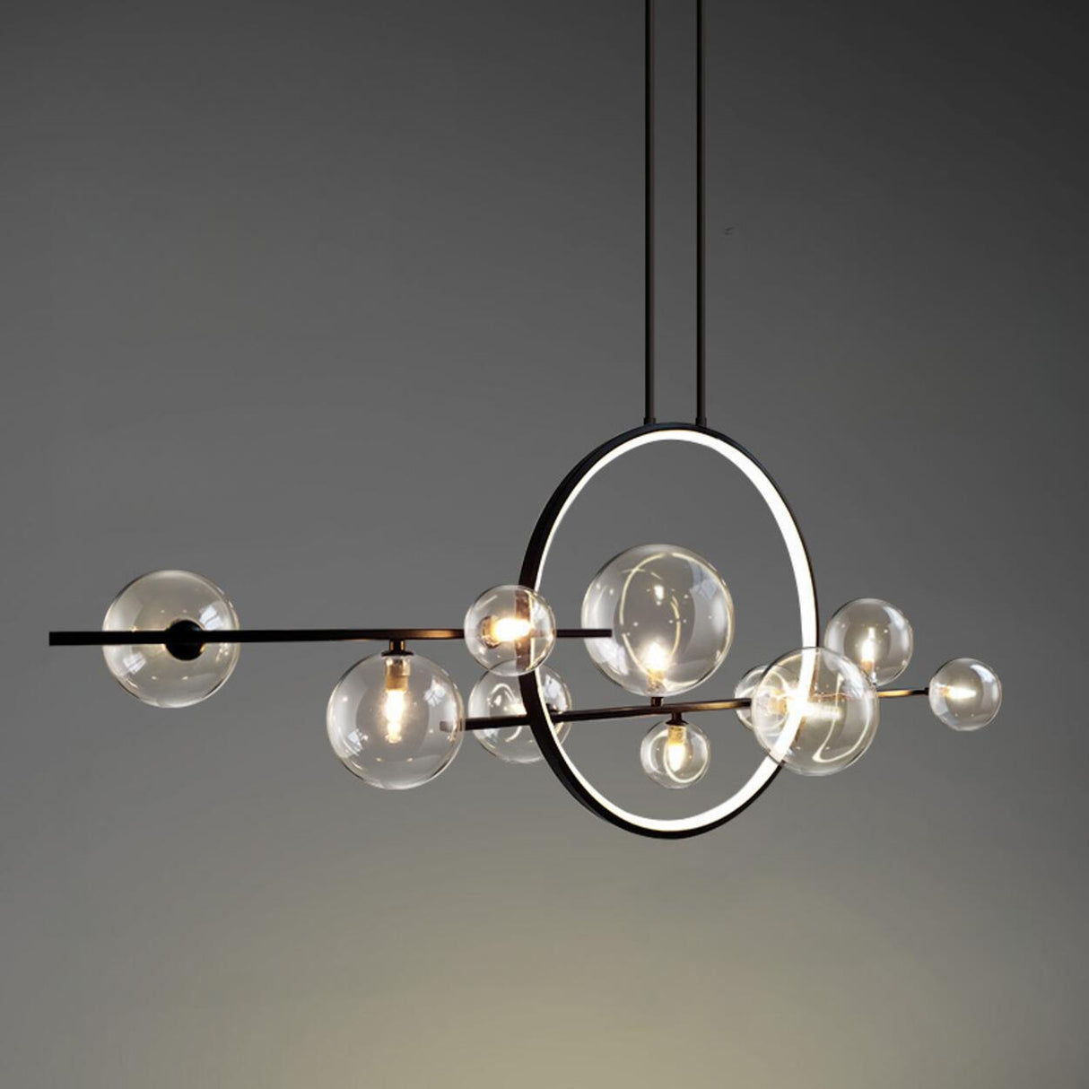 Orbital Glass Globe Kitchen Island Pendant Light Image - 9