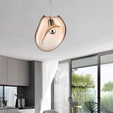 Organic Abstract Amber Glass Pendant Light Adjustable Length Image - 2