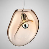 Organic Abstract Amber Glass Pendant Light Adjustable Length Image - 4