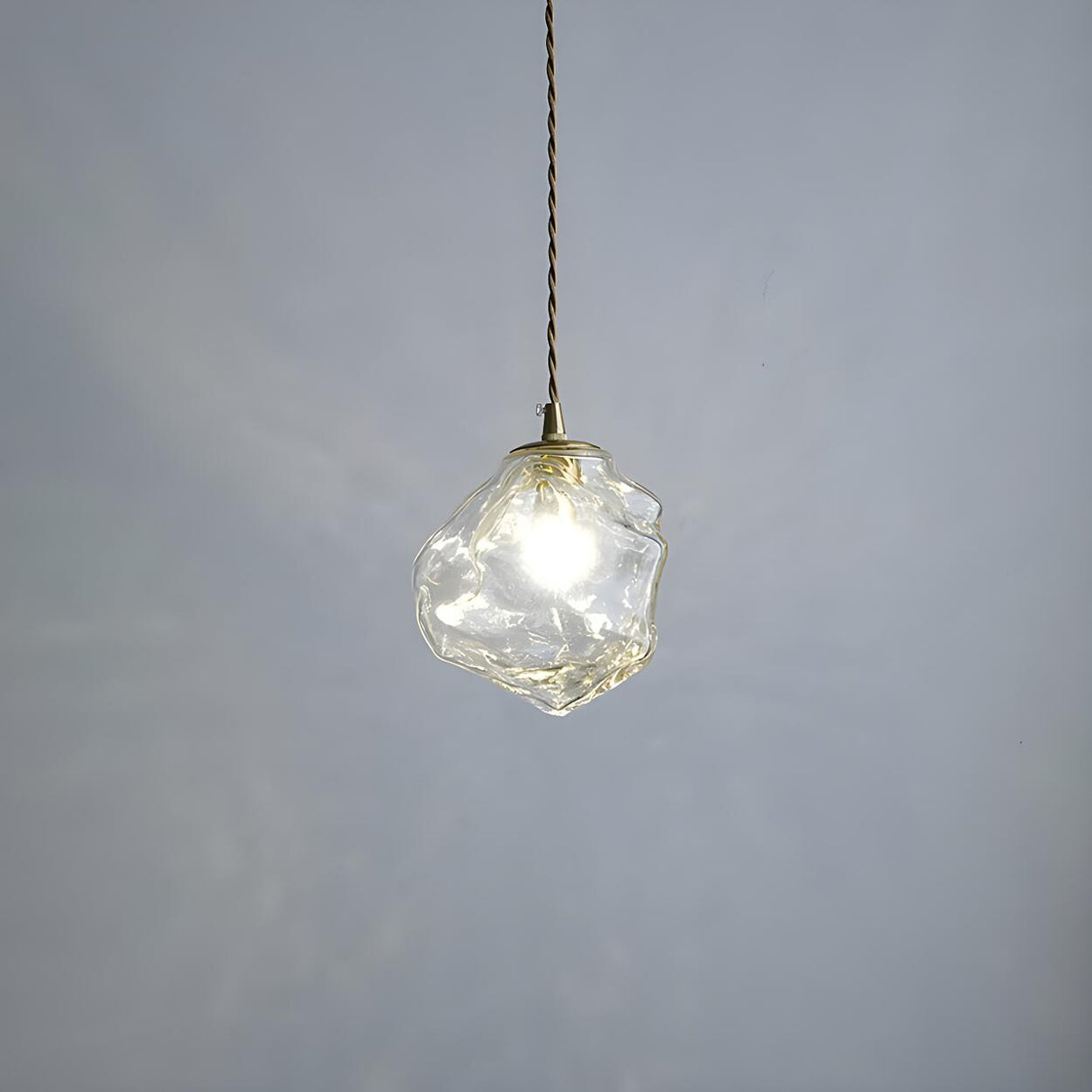 Organic Clear Glass Pendant Light Adjustable Height Image - 11