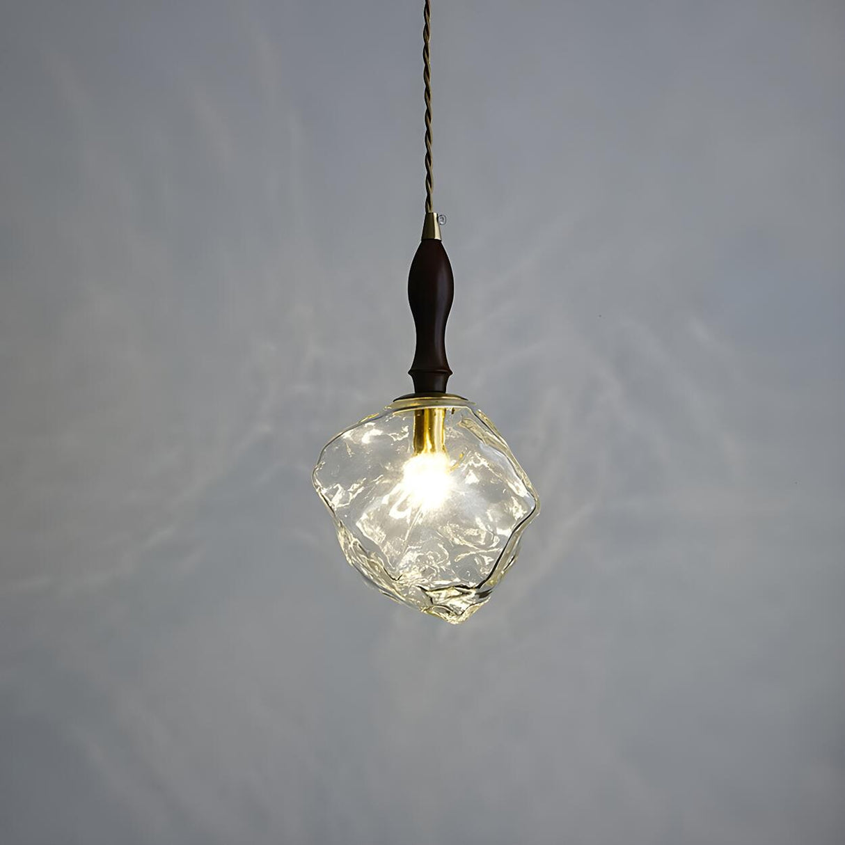 Organic Clear Glass Pendant Light Adjustable Height Image - 6