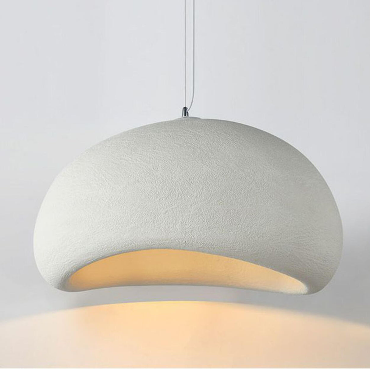 Organic Minimalist White Curved Dome Pendant Light Image - 10