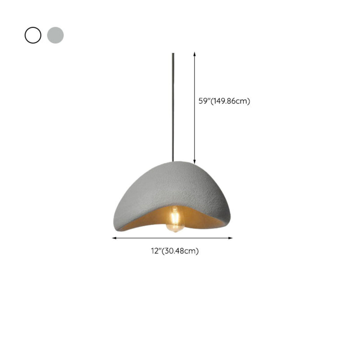 Organic Minimalist White Curved Dome Pendant Light 