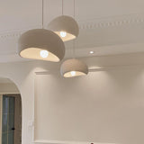 Organic Minimalist White Curved Dome Pendant Light Image - 4