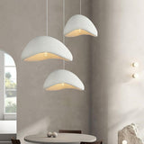 Organic Minimalist White Curved Dome Pendant Light Image - 6