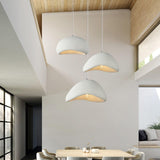 Organic Minimalist White Curved Dome Pendant Light Image - 8