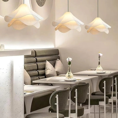 Organic Modern Round Restaurant Pendant Light White Image - 1