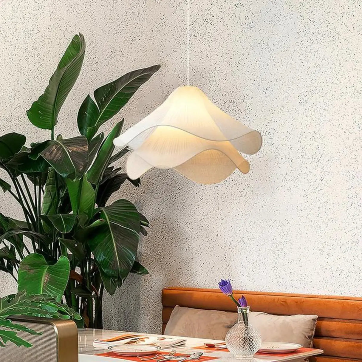 Organic Modern Round Restaurant Pendant Light White Image - 6