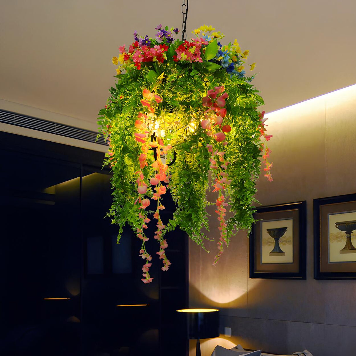 Organic Natural Floral Green Plant Pendant Chandelier Image - 2