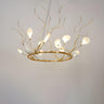 Organic Nature Bird Gold Ring Branch Pendant Chandelier Image - 2