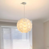 Organic Sculptural White Swirl Dining Room Pendant Light Image - 1