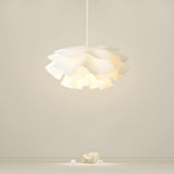 Organic Sculptural White Swirl Dining Room Pendant Light Image - 2