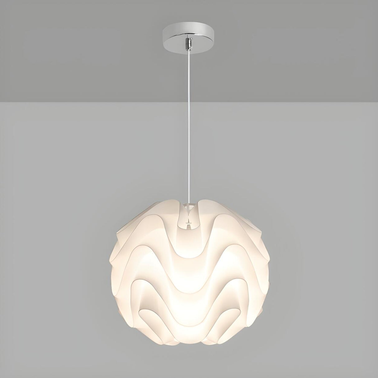 Organic Sculptural White Swirl Dining Room Pendant Light Image - 6