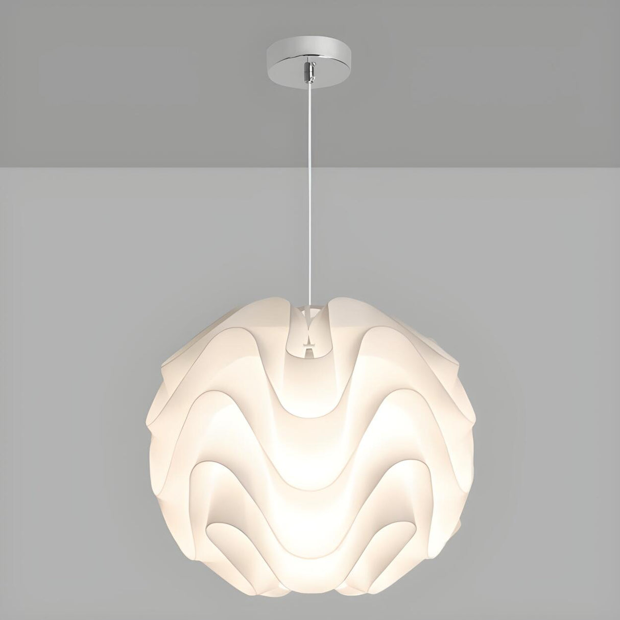 Organic Sculptural White Swirl Dining Room Pendant Light Image - 7