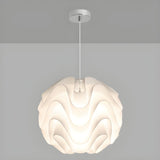 Organic Sculptural White Swirl Dining Room Pendant Light Image - 7