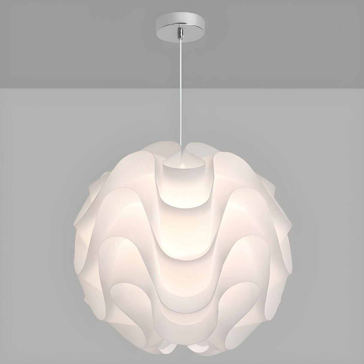 Organic Sculptural White Swirl Dining Room Pendant Light Image - 9