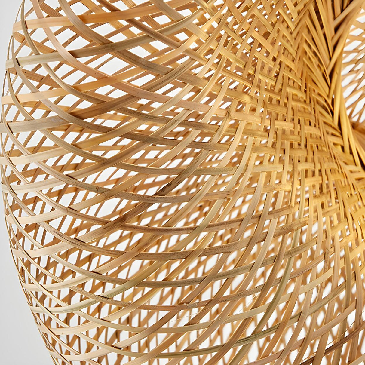 Organic Woven Curved Rattan Dining Room Pendant Light Image - 10