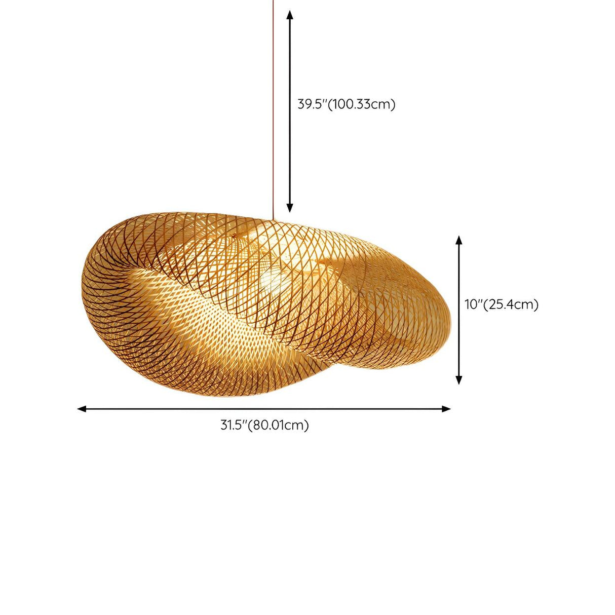 Organic Woven Curved Rattan Dining Room Pendant Light 