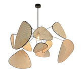 Oriental Artistic Wood Rattan Metal Petal Pendant Light  Image - 5