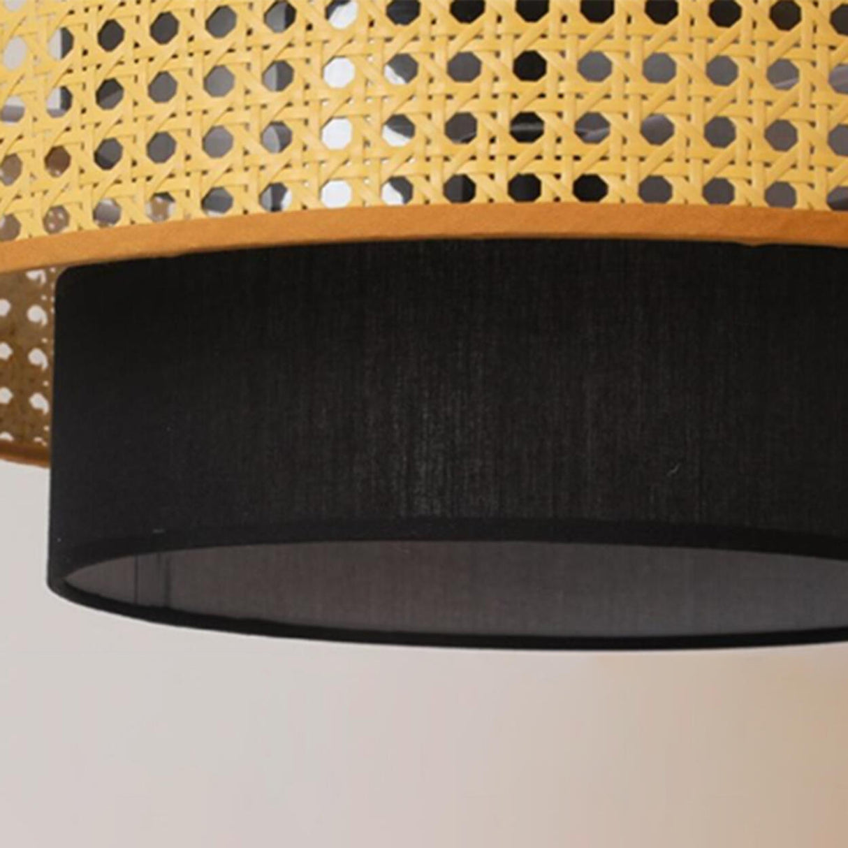 Oriental Black Fabric Cylinder Dining Room Pendant Light Image - 11