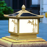 Oriental Bronze Solar Pagoda Bamboo Decor Garden Lamp Image - 4