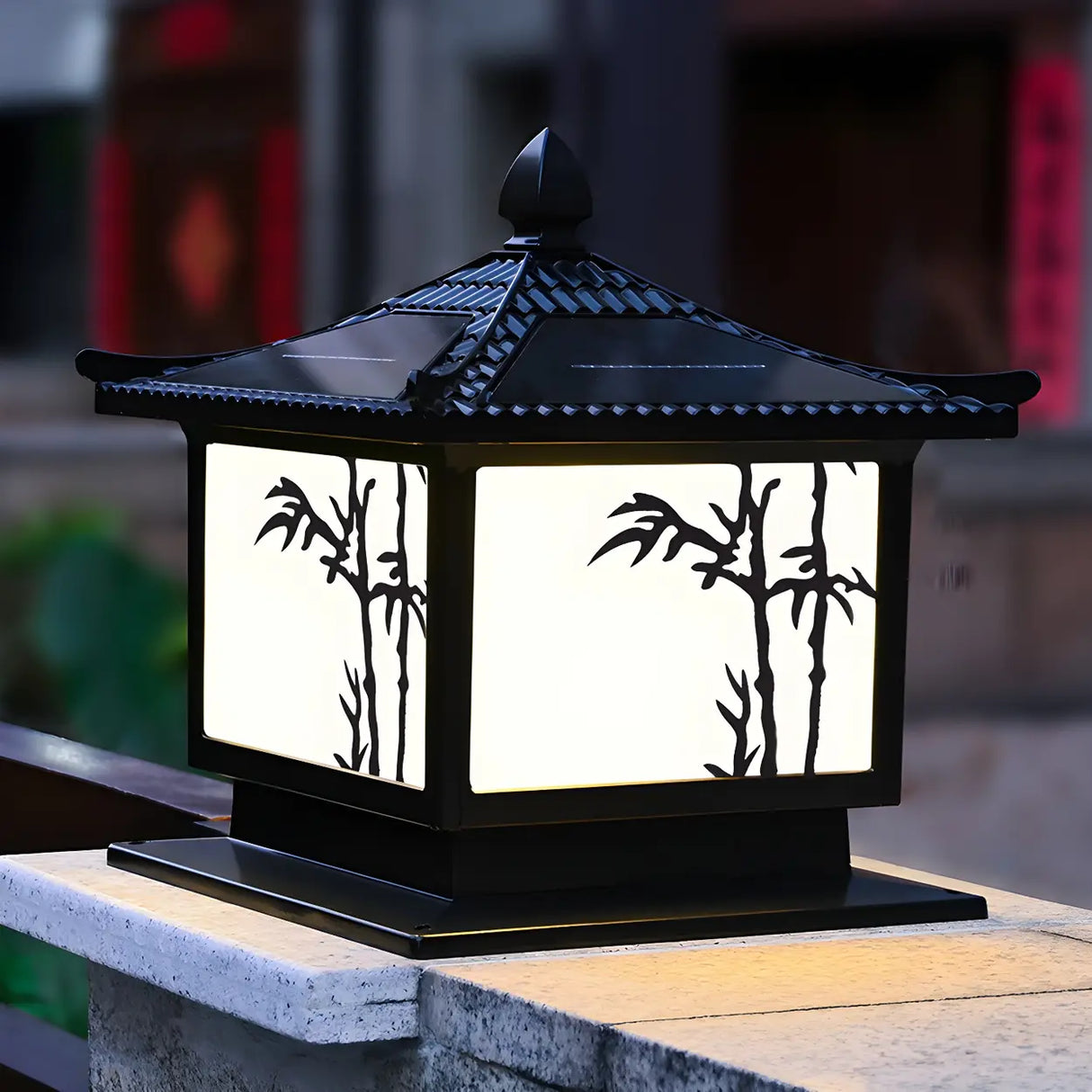 Oriental Bronze Solar Pagoda Bamboo Decor Garden Lamp Image - 5