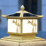 Oriental Bronze Solar Pagoda Bamboo Decor Garden Lamp Image - 6