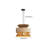 Oriental Brown Double Drum Rattan Pendant Lights #size