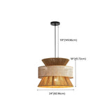 Oriental Brown Double Drum Rattan Pendant Lights Image - 15