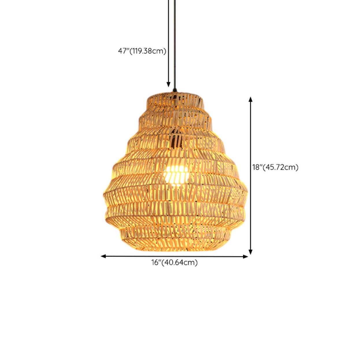 Oriental Cane Brown Tier Dining Room Pendant Light Image - 14