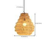 Oriental Cane Brown Tier Dining Room Pendant Light Image - 14