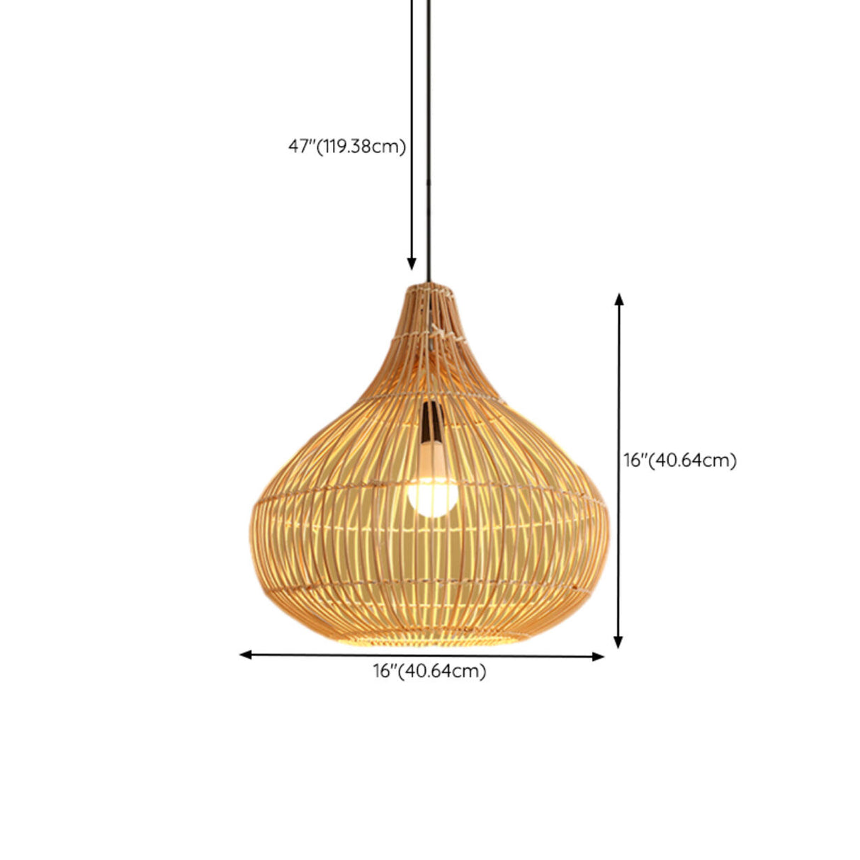 Oriental Cane Brown Tier Dining Room Pendant Light Image - 15