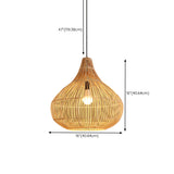 Oriental Cane Brown Tier Dining Room Pendant Light Image - 15