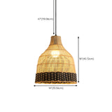 Oriental Cane Brown Tier Dining Room Pendant Light Image - 16