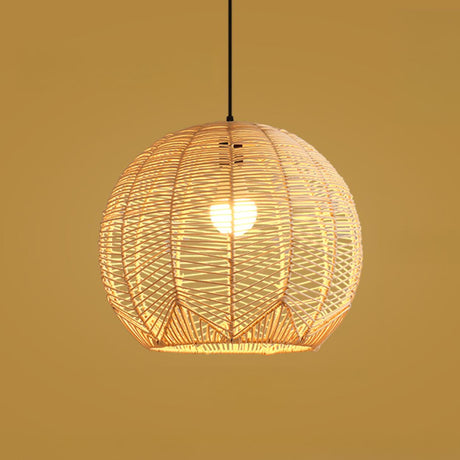 Oriental Cane Brown Tier Dining Room Pendant Light Image - 2