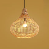 Oriental Cane Brown Tier Dining Room Pendant Light Image - 7