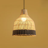 Oriental Cane Brown Tier Dining Room Pendant Light Image - 9