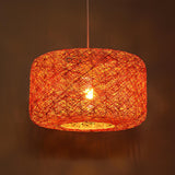 Oriental Colorful Rattan Drum Dining Room Pendant Light Image - 15