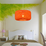 Oriental Colorful Rattan Drum Dining Room Pendant Light Image - 4