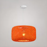 Oriental Colorful Rattan Drum Dining Room Pendant Light Image - 7