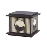 Oriental Cube Stripe Decor Lantern Garden Pillar Lamp Image - 6