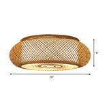 Oriental Donut Flaxen Rattan Flush Mount Ceiling Light Image - 5