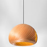 Oriental Flexible Length Wood Round Pendant Light  Image - 10