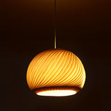 Oriental Flexible Length Wood Round Pendant Light  Image - 12