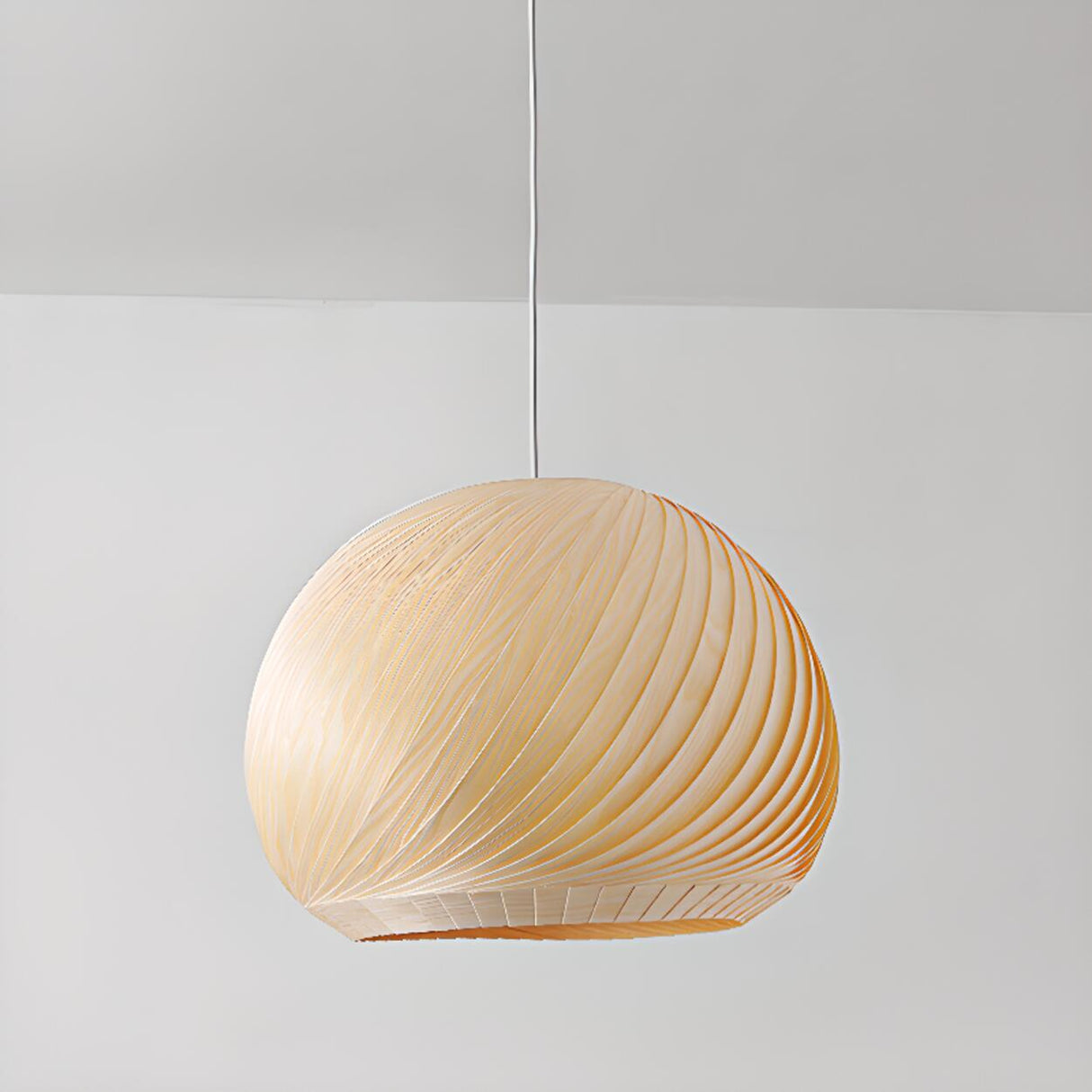 Oriental Flexible Length Wood Round Pendant Light  Image - 13