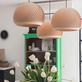 Oriental Flexible Length Wood Round Pendant Light  Image - 3