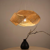 Oriental Geometric Bamboo Dining Room Pendant Light Image - 3