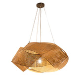 Oriental Geometric Bamboo Dining Room Pendant Light Image - 5