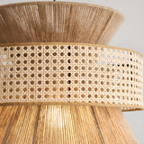 Oriental Geometric Woven Rattan Pendant Light Image - 10